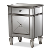 Baxton Studio Claudia Hollywood Regency Glamour Style Mirrored Nightstand